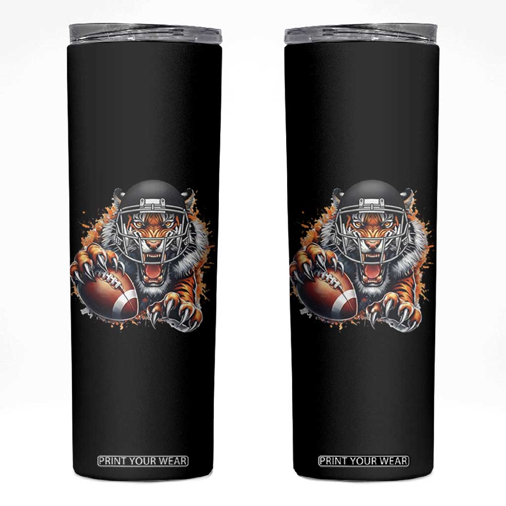 Funny Bengal Tiger With Helmet Skinny Tumbler Football Lover Gift TS12 Black Print Your Wear