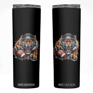 Funny Bengal Tiger With Helmet Skinny Tumbler Football Lover Gift TS12 Black Print Your Wear