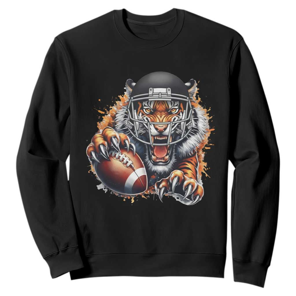 Funny Bengal Tiger With Helmet Sweatshirt Football Lover Gift TS12 Black Print Your Wear