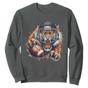 Funny Bengal Tiger With Helmet Sweatshirt Football Lover Gift - Print Your Wear