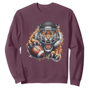 Funny Bengal Tiger With Helmet Sweatshirt Football Lover Gift - Print Your Wear