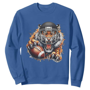 Funny Bengal Tiger With Helmet Sweatshirt Football Lover Gift - Print Your Wear
