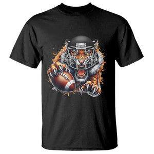Funny Bengal Tiger With Helmet T Shirt Football Lover Gift TS12 Black Print Your Wear