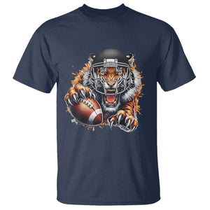 Funny Bengal Tiger With Helmet T Shirt Football Lover Gift TS12 Navy Print Your Wear