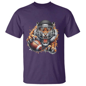 Funny Bengal Tiger With Helmet T Shirt Football Lover Gift TS12 Purple Print Your Wear