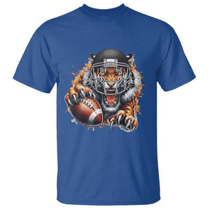 Funny Bengal Tiger With Helmet T Shirt Football Lover Gift TS12 Royal Blue Print Your Wear