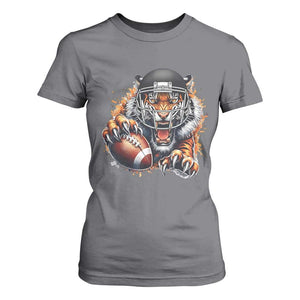 Funny Bengal Tiger With Helmet T Shirt For Women Football Lover Gift TS12 Charcoal Print Your Wear