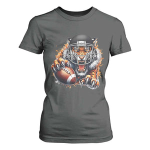 Funny Bengal Tiger With Helmet T Shirt For Women Football Lover Gift TS12 Dark Heather Print Your Wear