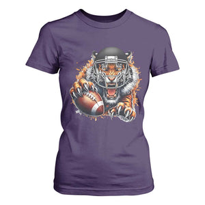 Funny Bengal Tiger With Helmet T Shirt For Women Football Lover Gift TS12 Purple Print Your Wear