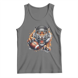 Funny Bengal Tiger With Helmet Tank Top Football Lover Gift TS12 Black Heather Print Your Wear