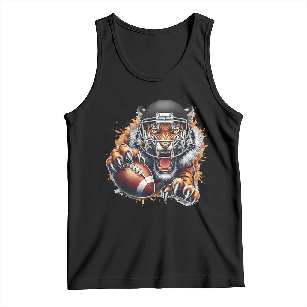 Funny Bengal Tiger With Helmet Tank Top Football Lover Gift TS12 Black Print Your Wear