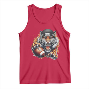 Funny Bengal Tiger With Helmet Tank Top Football Lover Gift TS12 Red Print Your Wear