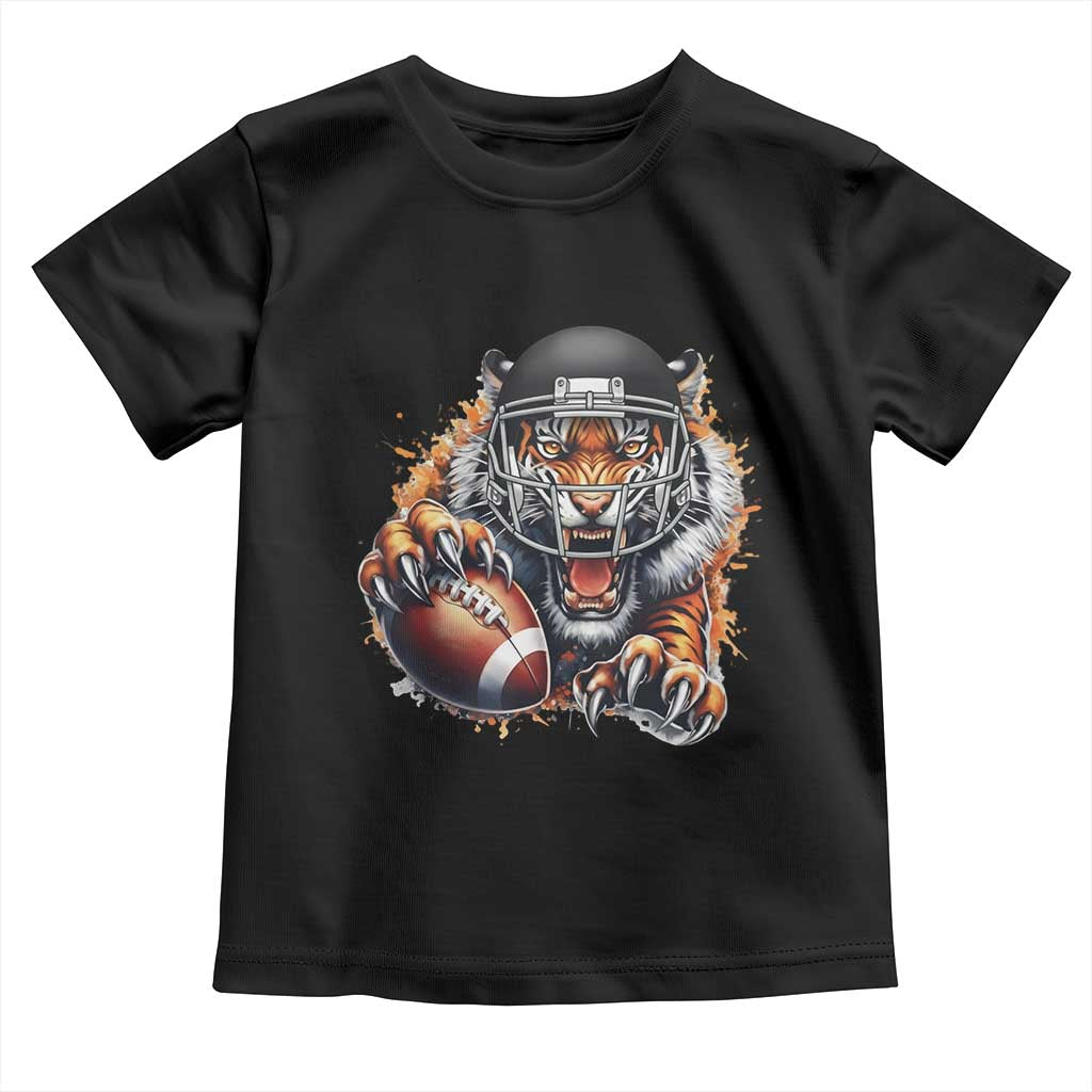Funny Bengal Tiger With Helmet Toddler T Shirt Football Lover Gift TS12 Black Print Your Wear