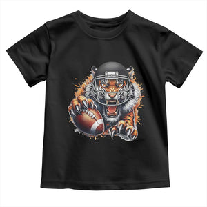 Funny Bengal Tiger With Helmet Toddler T Shirt Football Lover Gift TS12 Black Print Your Wear
