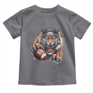 Funny Bengal Tiger With Helmet Toddler T Shirt Football Lover Gift TS12 Charcoal Print Your Wear