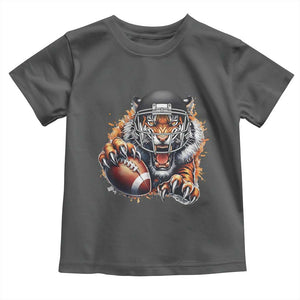 Funny Bengal Tiger With Helmet Toddler T Shirt Football Lover Gift TS12 Dark Heather Print Your Wear