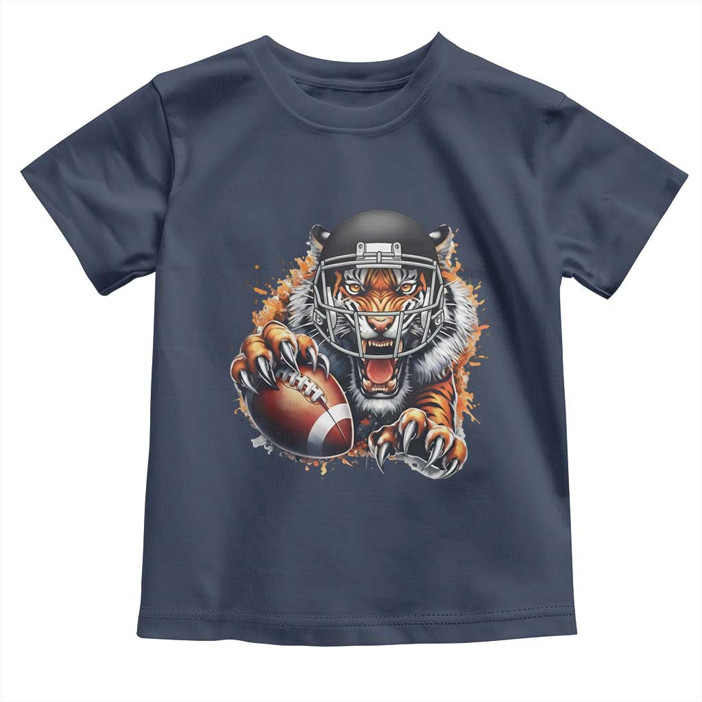 Funny Bengal Tiger With Helmet Toddler T Shirt Football Lover Gift TS12 Navy Print Your Wear