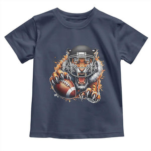 Funny Bengal Tiger With Helmet Toddler T Shirt Football Lover Gift TS12 Navy Print Your Wear