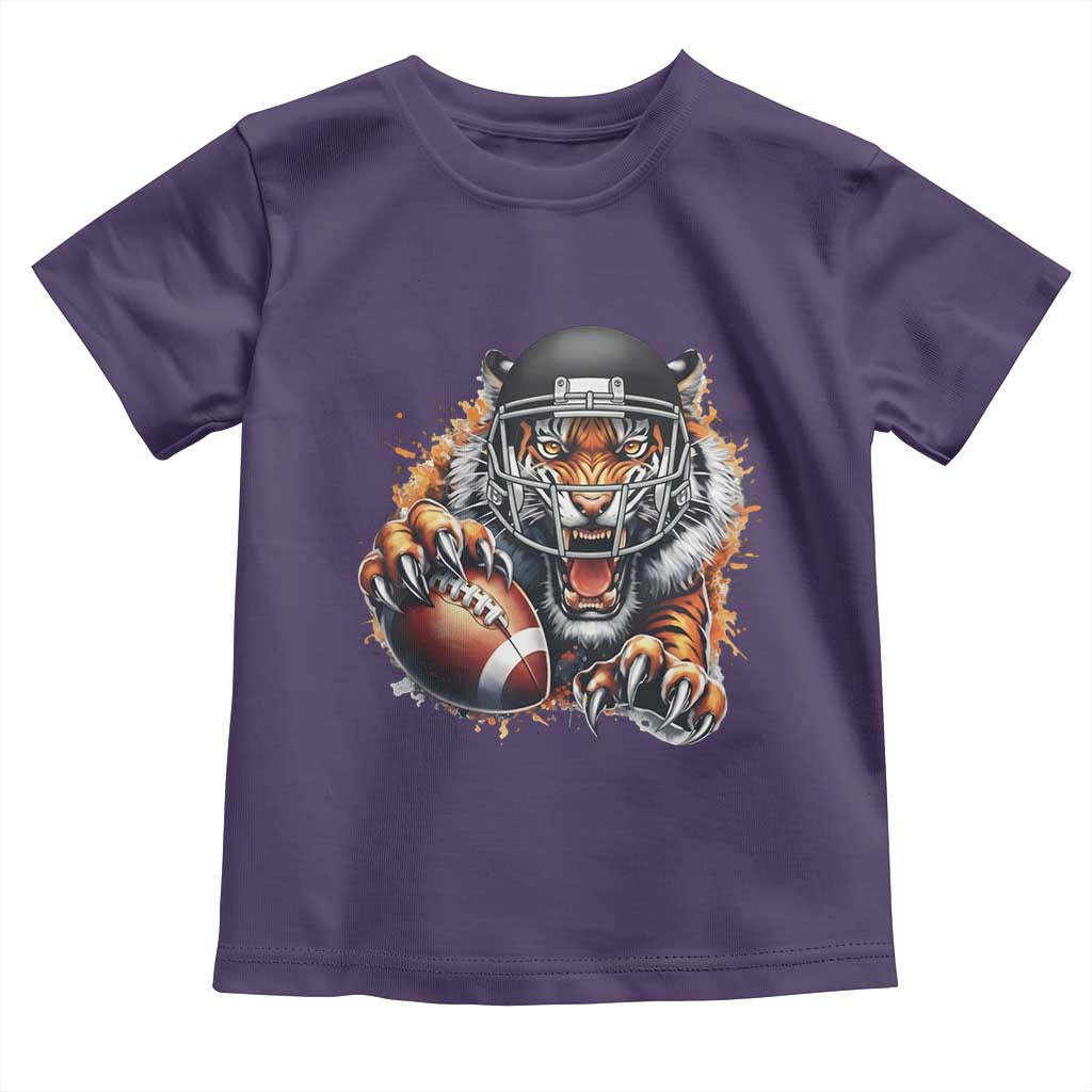 Funny Bengal Tiger With Helmet Toddler T Shirt Football Lover Gift TS12 Purple Print Your Wear