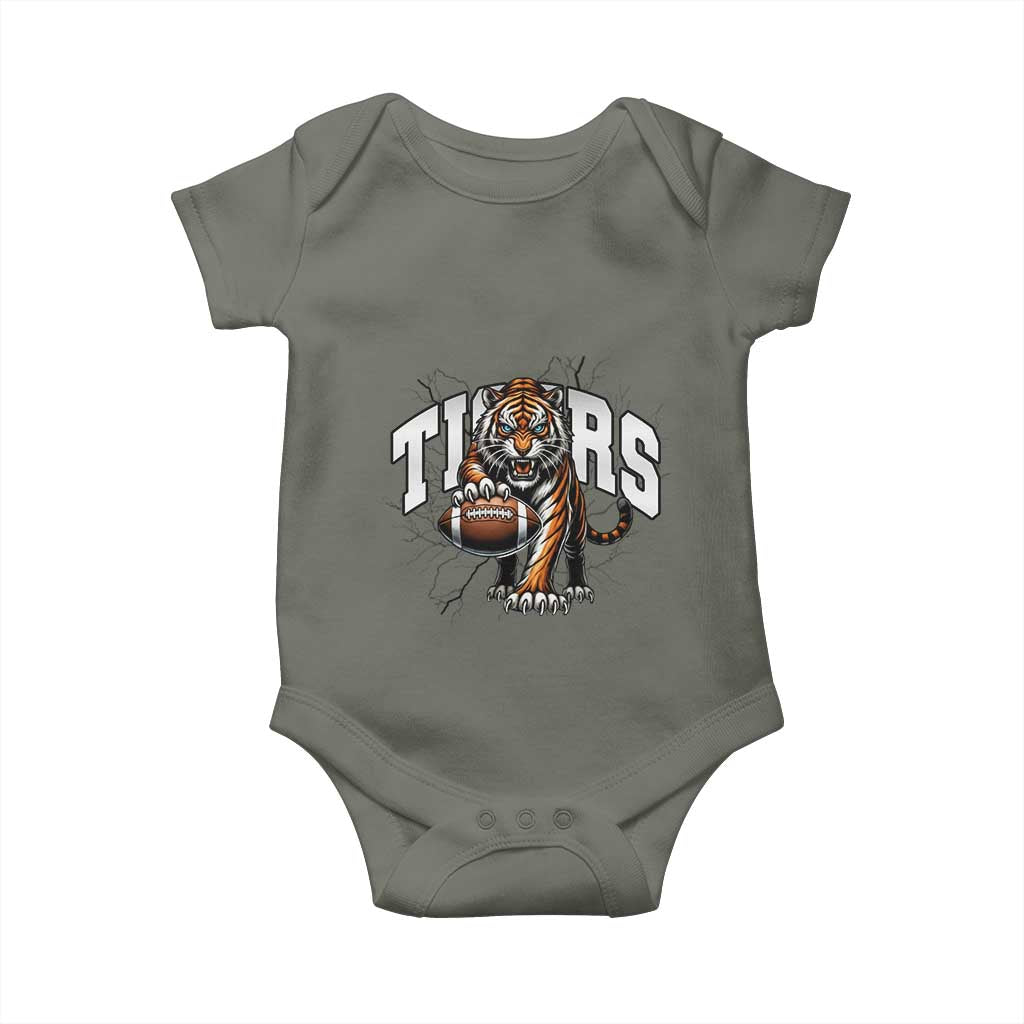 Funny Bengal Tiger Baby Onesie Gift For Football Lover TS12 Military Green Print Your Wear