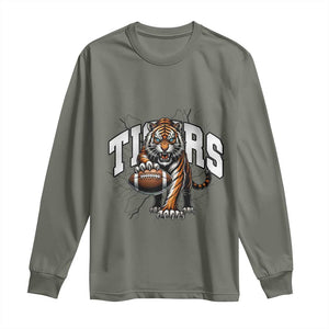 Funny Bengal Tiger Long Sleeve Shirt Gift For Football Lover TS12 Military Green Print Your Wear