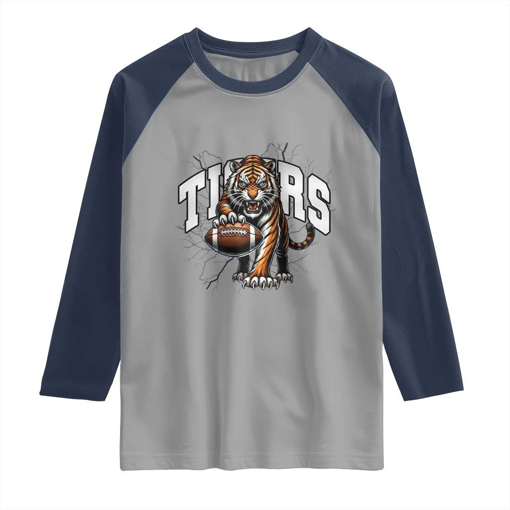 Funny Bengal Tiger Raglan Shirt Gift For Football Lover TS12 Sport Gray Navy Print Your Wear