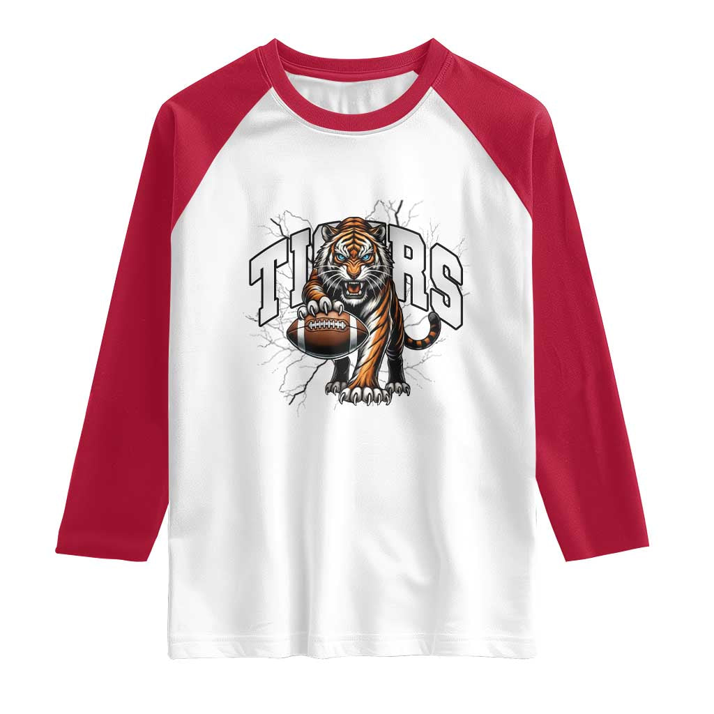 Funny Bengal Tiger Raglan Shirt Gift For Football Lover TS12 White Red Print Your Wear