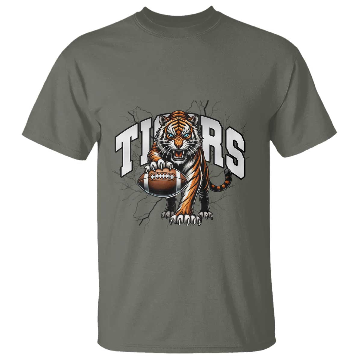 Funny Bengal Tiger T Shirt Gift For Football Lover TS12 Military Green Print Your Wear