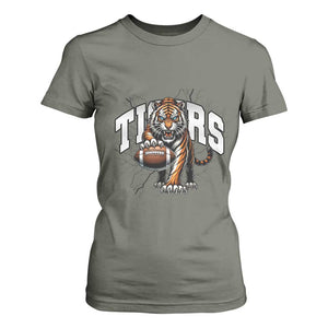 Funny Bengal Tiger T Shirt For Women Gift For Football Lover TS12 Military Green Print Your Wear