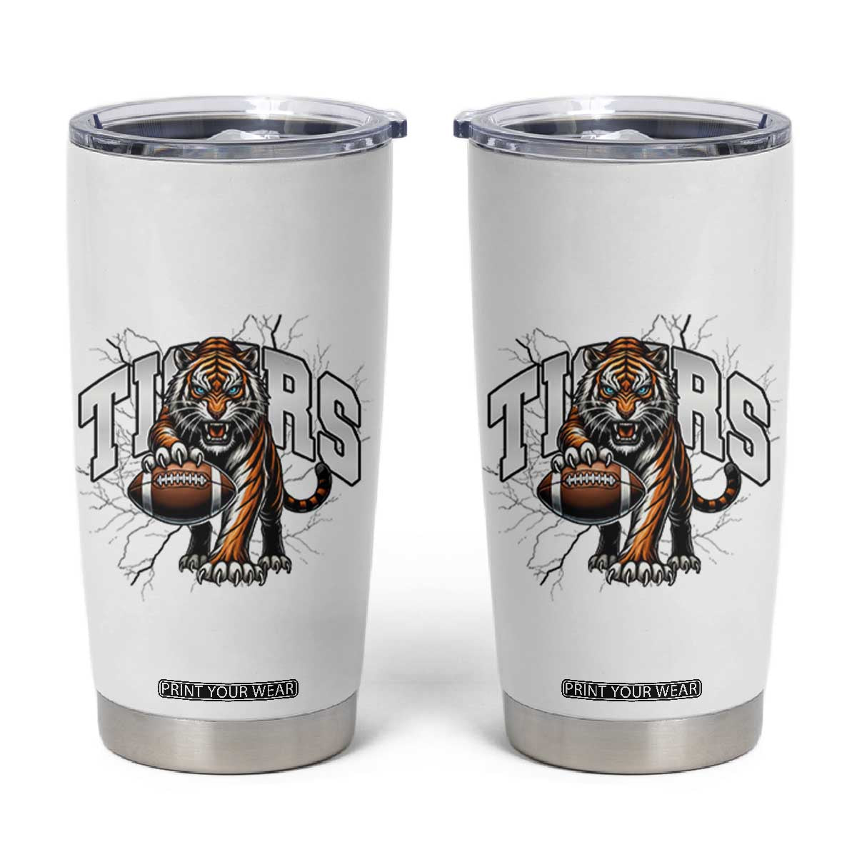 Funny Bengal Tiger Tumbler Cup Gift For Football Lover TS12 White Print Your Wear