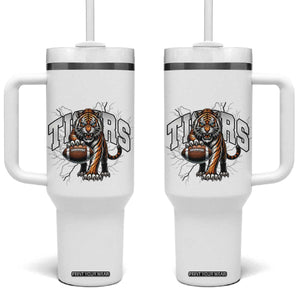 Funny Bengal Tiger Tumbler With Handle Gift For Football Lover TS12 One Size: 40 oz White Print Your Wear