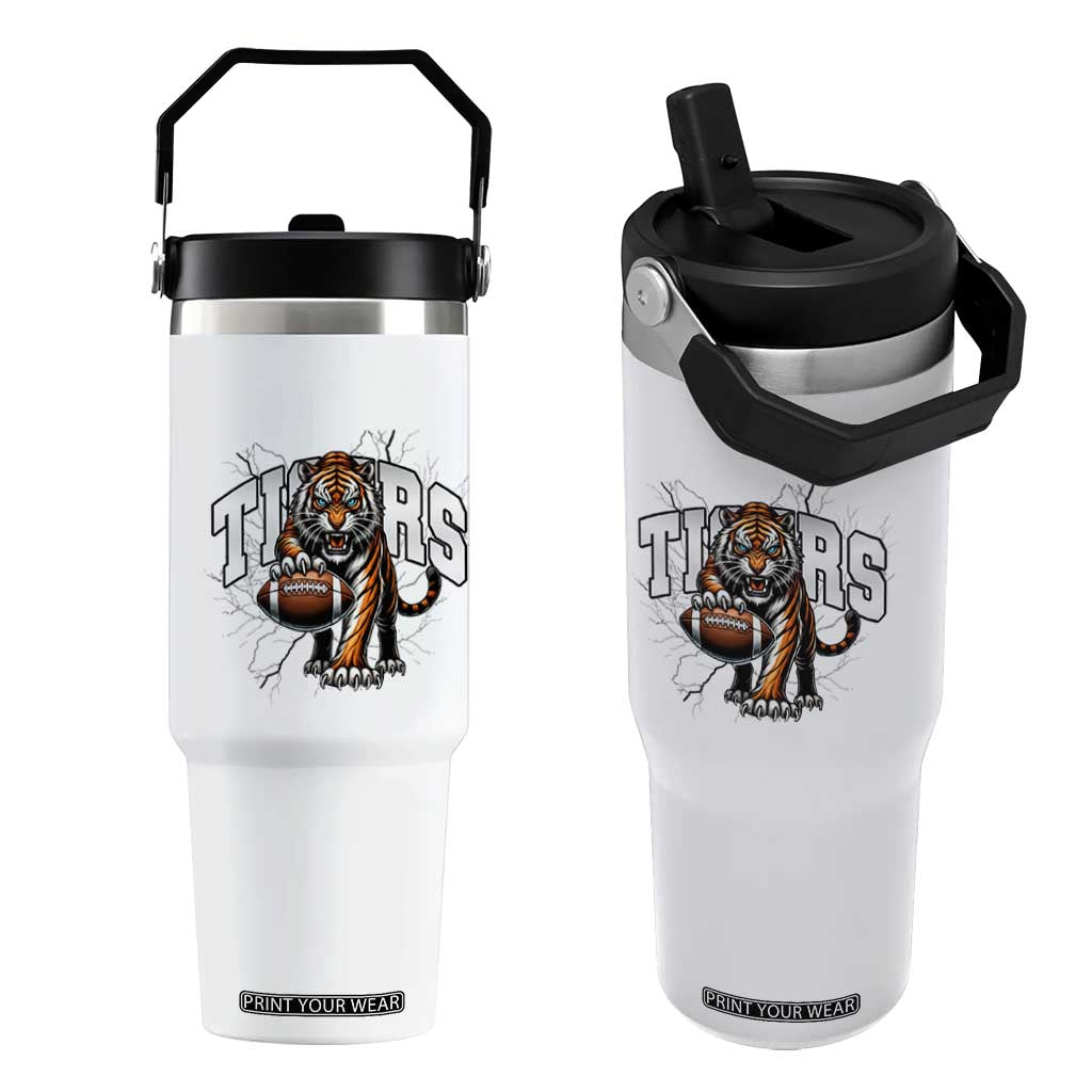 Funny Bengal Tiger Flip Straw Tumbler Gift For Football Lover TS12 One Size: 30 oz White Print Your Wear