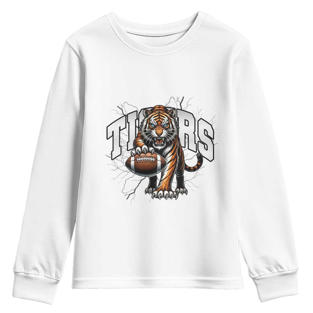 Funny Bengal Tiger Youth Sweatshirt Gift For Football Lover TS12 White Print Your Wear