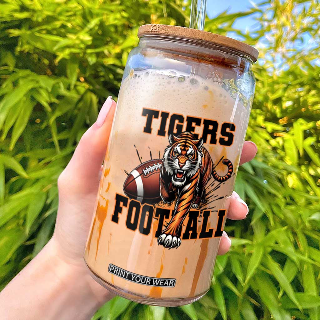 Bengal Tiger Football Glass Can Game Day Gift TS12 White Print Your Wear