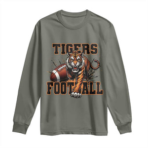 Bengal Tiger Football Long Sleeve Shirt Game Day Gift TS12 Military Green Print Your Wear
