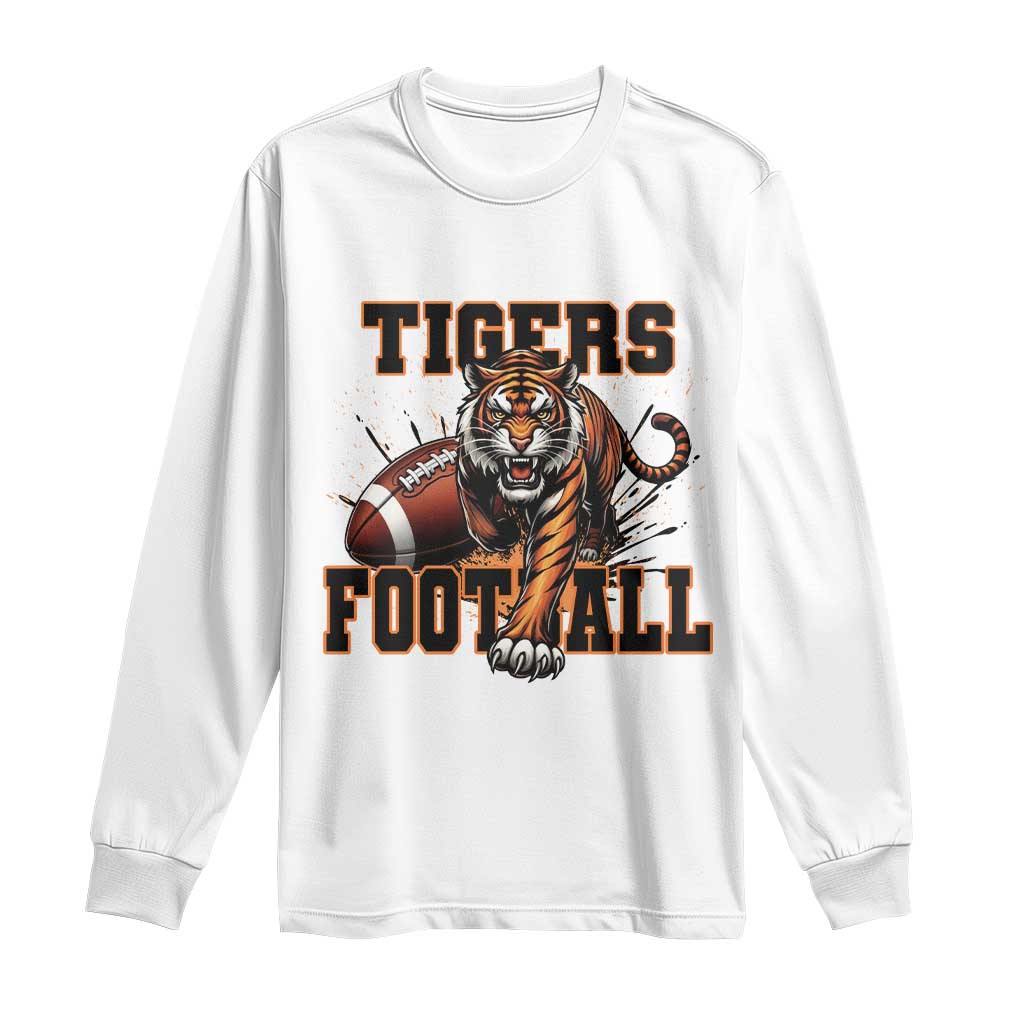 Bengal Tiger Football Long Sleeve Shirt Game Day Gift TS12 White Print Your Wear