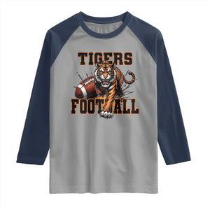 Bengal Tiger Football Raglan Shirt Game Day Gift TS12 Sport Gray Navy Print Your Wear