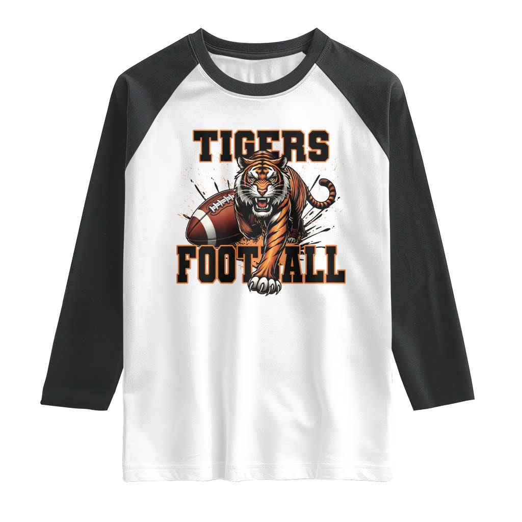 Bengal Tiger Football Raglan Shirt Game Day Gift TS12 White Black Print Your Wear