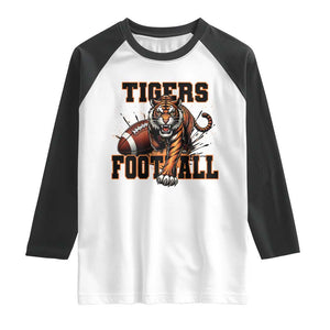 Bengal Tiger Football Raglan Shirt Game Day Gift TS12 White Black Print Your Wear