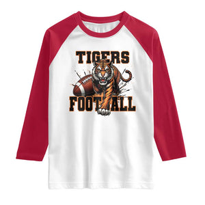 Bengal Tiger Football Raglan Shirt Game Day Gift TS12 White Red Print Your Wear
