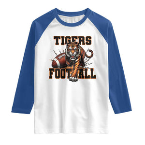 Bengal Tiger Football Raglan Shirt Game Day Gift TS12 White Royal Print Your Wear