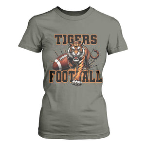 Bengal Tiger Football T Shirt For Women Game Day Gift TS12 Military Green Print Your Wear