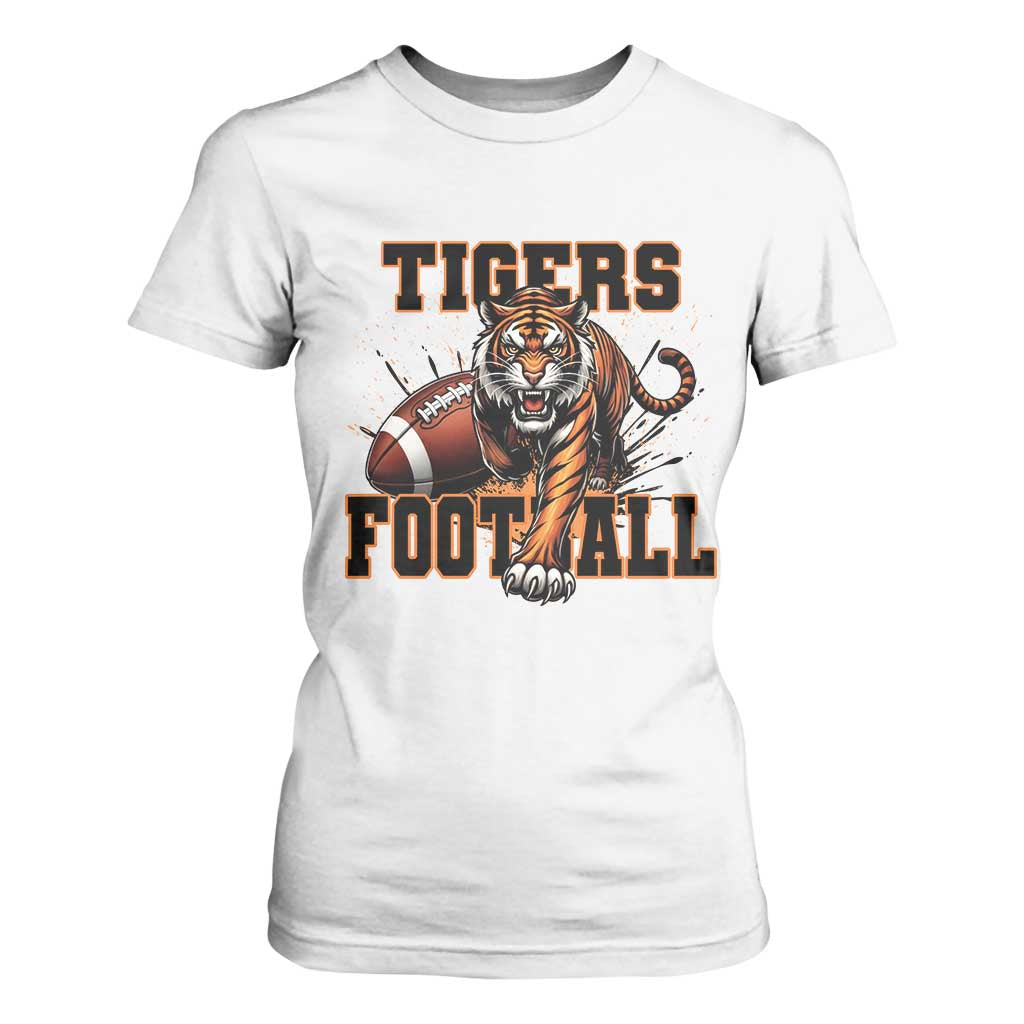 Bengal Tiger Football T Shirt For Women Game Day Gift TS12 White Print Your Wear