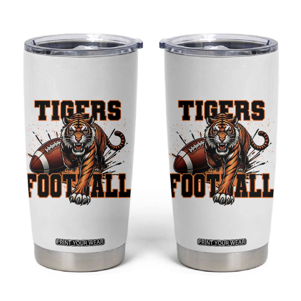 Bengal Tiger Football Tumbler Cup Game Day Gift TS12 White Print Your Wear