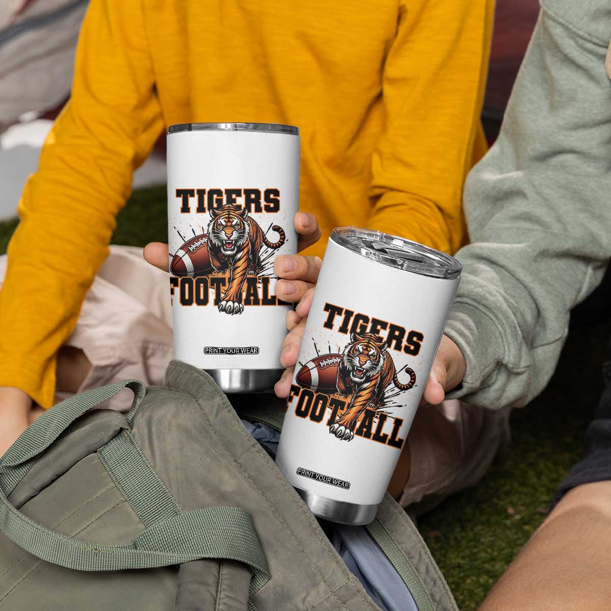 Bengal Tiger Football Tumbler Cup Game Day Gift - Print Your Wear