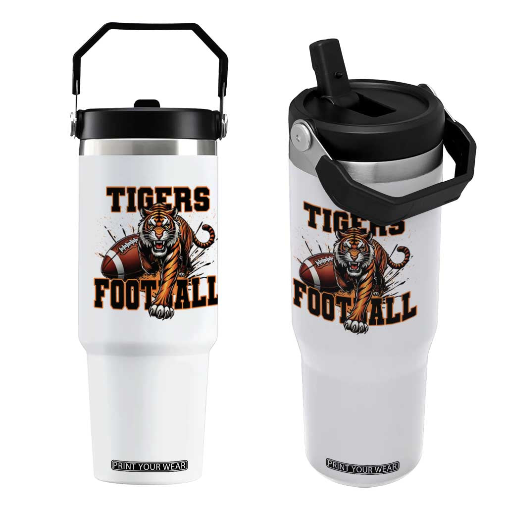 Bengal Tiger Football Flip Straw Tumbler Game Day Gift TS12 One Size: 30 oz White Print Your Wear