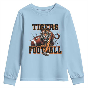 Bengal Tiger Football Youth Sweatshirt Game Day Gift TS12 Light Blue Print Your Wear
