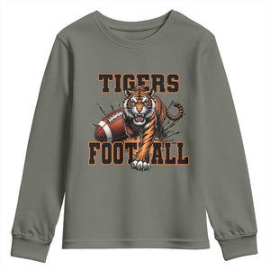 Bengal Tiger Football Youth Sweatshirt Game Day Gift TS12 Military Green Print Your Wear
