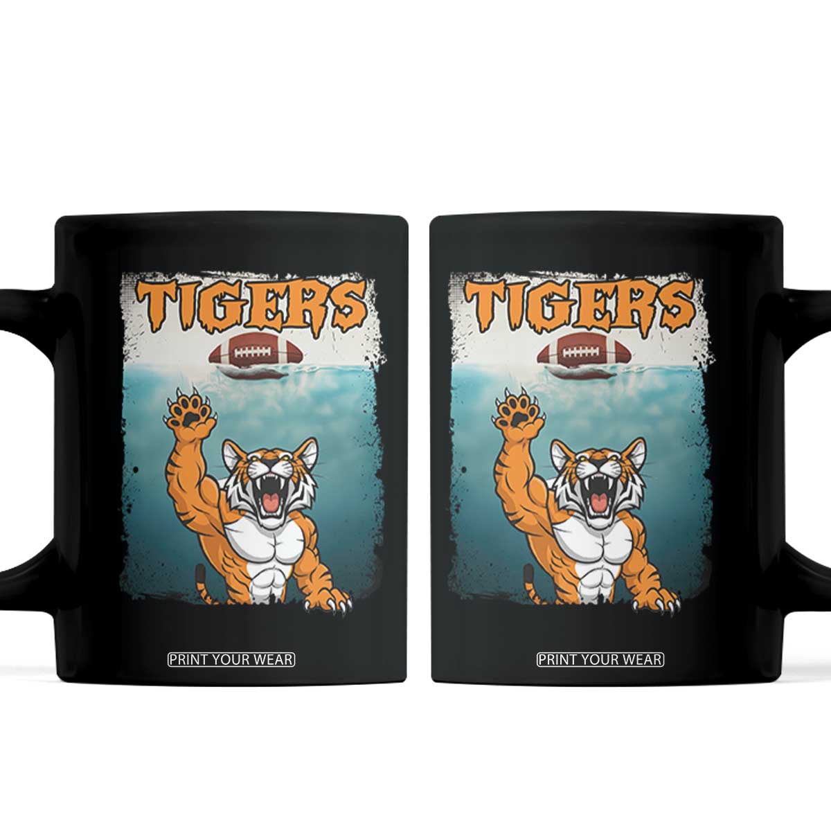 Bengal Tiger Football Coffee Mug Horror Parody Gift TS12 Black Print Your Wear