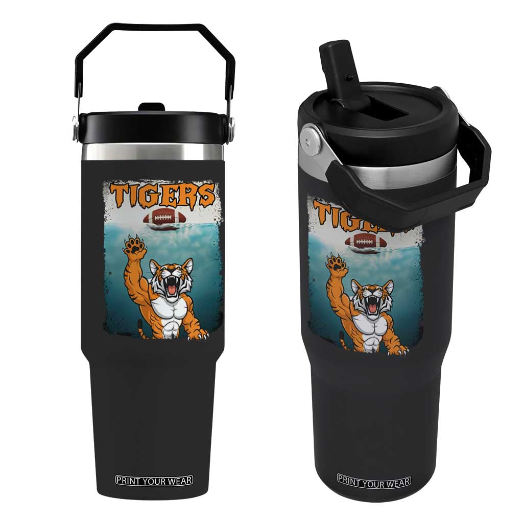 Bengal Tiger Football Flip Straw Tumbler Horror Parody Gift TS12 One Size: 30 oz Black Print Your Wear